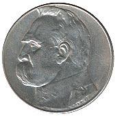 Монета 10 злотых,  1937г,  серебро