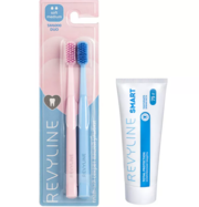 Зубные щетки Revyline SM6000 DUO (розовая и голубая) + паста Smart
